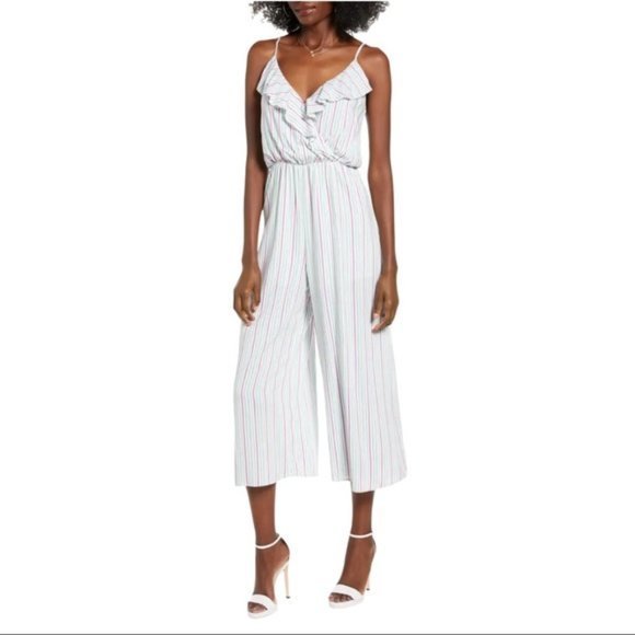 ALL IN FAVOR | Wide Leg Striped Jumpsuit - NWT - Large - Picture 1 of 4